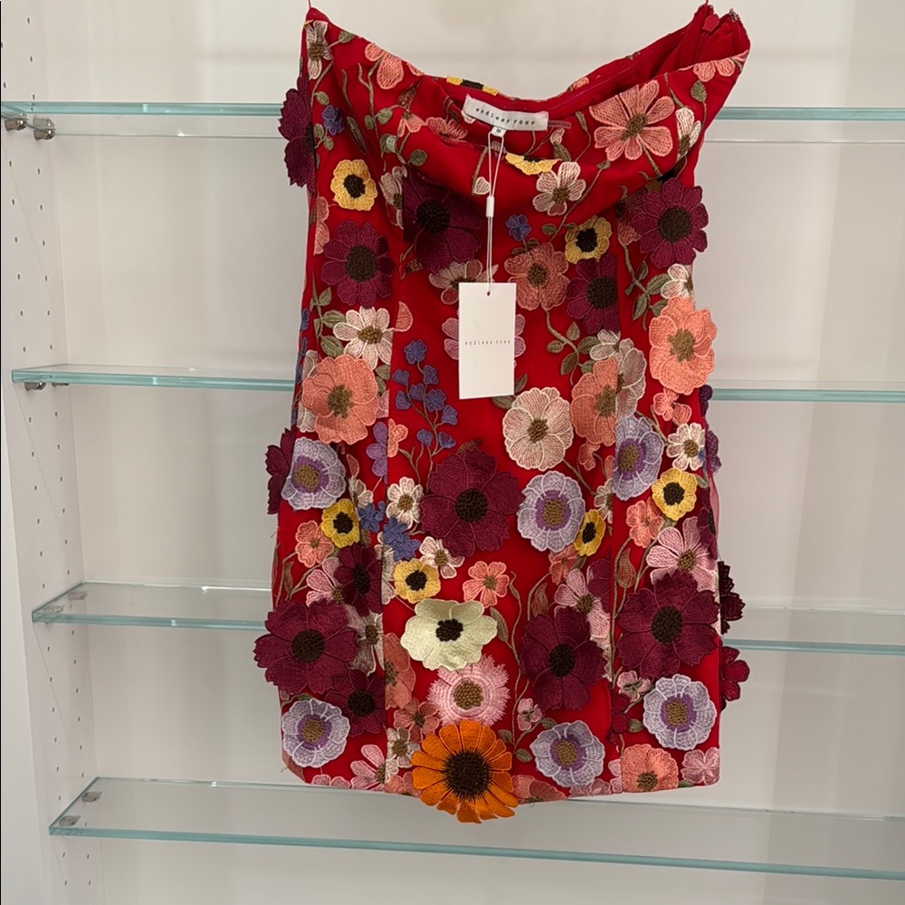 Red Floral Embroidered Dress